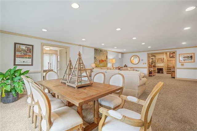 1500 Historic Vw, Stone Mountain, GA 30087 - dining area featuring crown molding, light colored carpet, and recessed lighting