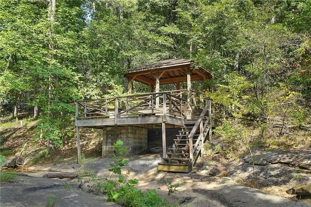 1500 Historic Vw, Stone Mountain, GA 30087 - view of outdoor structure with a gazebo, stairs, and a forest view