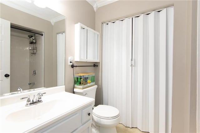 510 Whistlestop Dr, Woodstock, GA 30189 - full bath with crown molding, toilet, a shower, and vanity