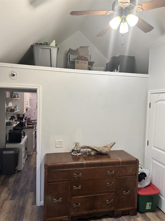 interior details with hardwood / wood-style flooring and ceiling fan