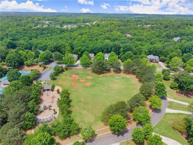 drone / aerial view of a forest