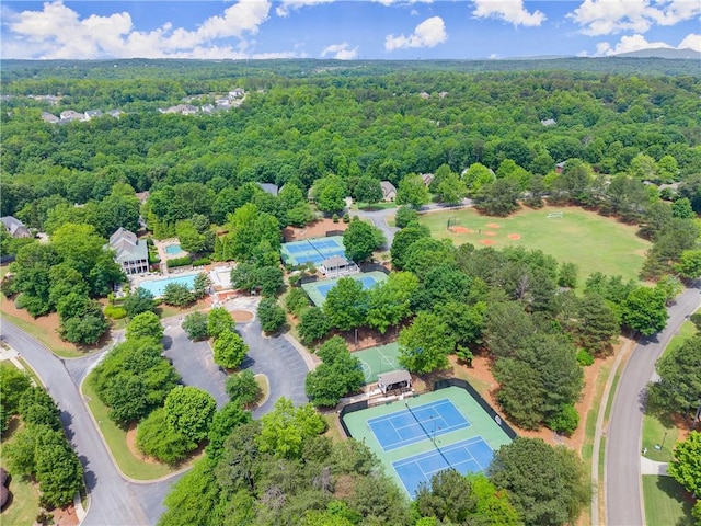 bird's eye view of a heavily wooded area