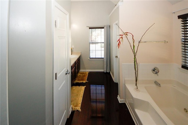 bathroom featuring vanity and a bathtub