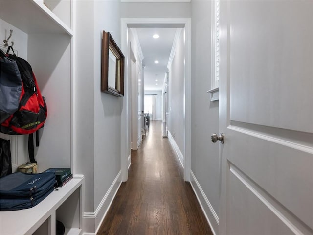 hall featuring dark hardwood / wood-style flooring