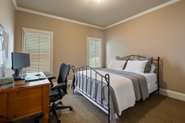 4250 Old Oak Trce, Cumming, GA 30041 - bedroom with ornamental molding, baseboards, carpet flooring, and a desk