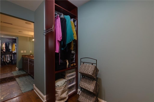 interior space featuring dark hardwood / wood-style floors