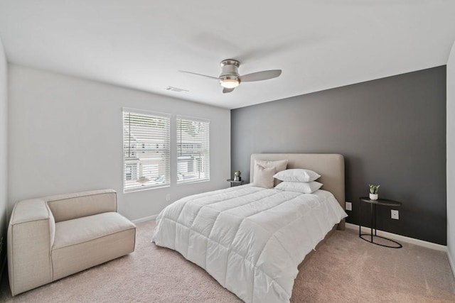 bedroom with carpet floors and ceiling fan