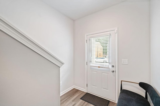 doorway to outside featuring light hardwood / wood-style flooring