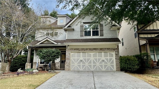 craftsman inspired home featuring a garage