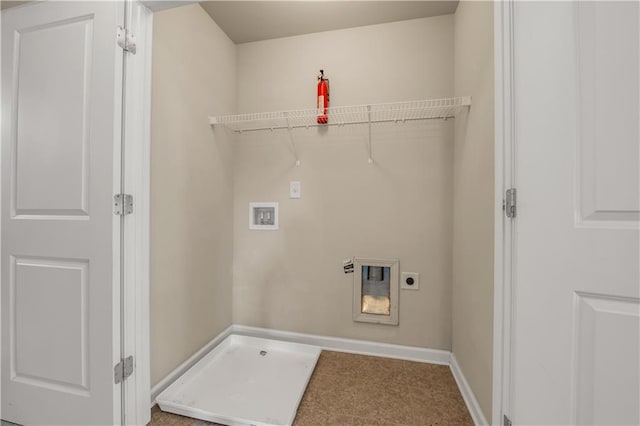 559 Myrle Trace Ln, Suwanee, GA 30024 - laundry room featuring hookup for a washing machine, electric dryer hookup, and baseboards