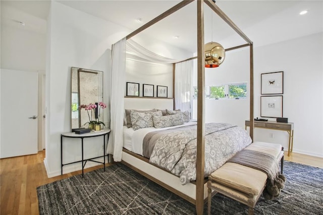 bedroom featuring dark hardwood / wood-style floors