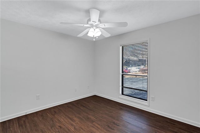 unfurnished room with wood-type flooring and ceiling fan