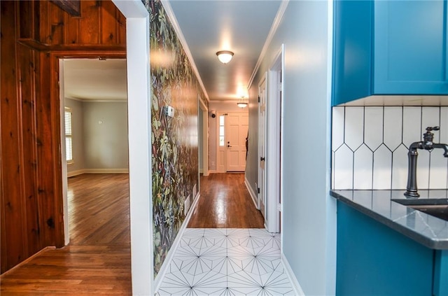 970 Winding Creek Trl, Sandy Springs, GA 30328 - corridor featuring wood finished floors and crown molding