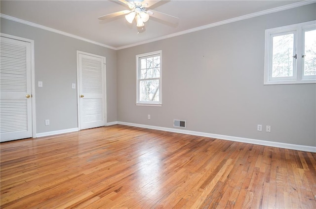 970 Winding Creek Trl, Sandy Springs, GA 30328 - unfurnished room with light wood-style floors, ornamental molding, and a ceiling fan
