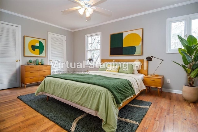970 Winding Creek Trl, Sandy Springs, GA 30328 - bedroom with hardwood / wood-style flooring, ornamental molding, and ceiling fan