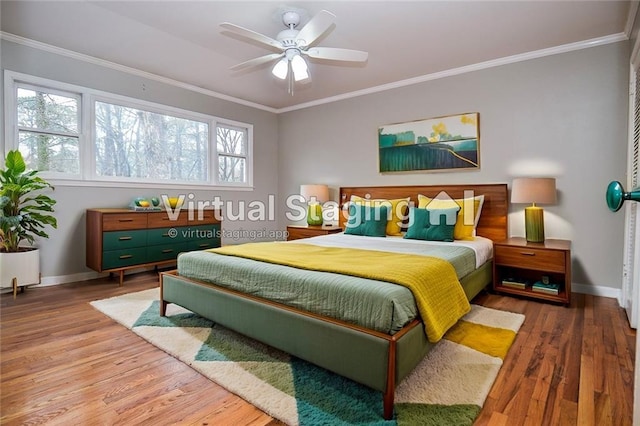 970 Winding Creek Trl, Sandy Springs, GA 30328 - bedroom featuring wood finished floors, ornamental molding, and a ceiling fan