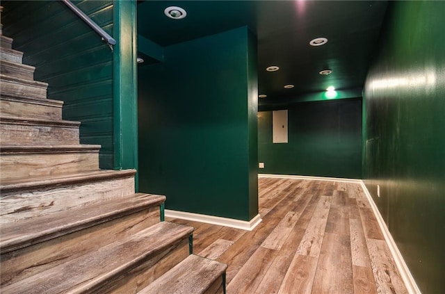 970 Winding Creek Trl, Sandy Springs, GA 30328 - stairway with wood finished floors and recessed lighting