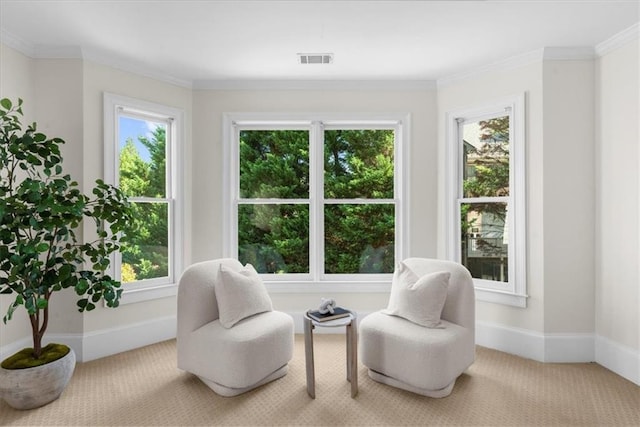 745 Glengate Pl, Atlanta, GA 30328 - living area featuring carpet, healthy amount of natural light, and crown molding