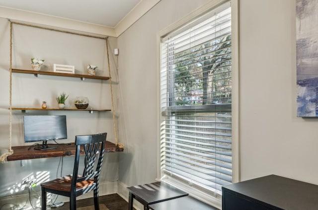 office area featuring hardwood / wood-style floors