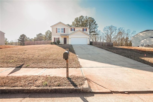 view of front property with a garage