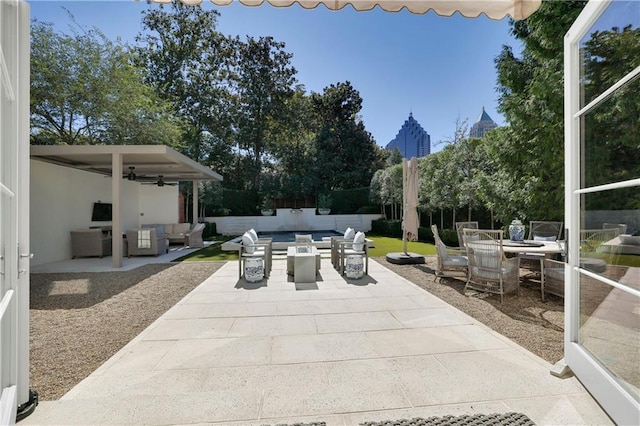 view of patio with an outdoor living space