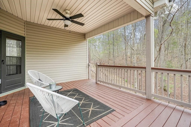 deck featuring a ceiling fan