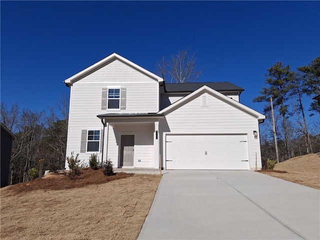 view of property with a garage