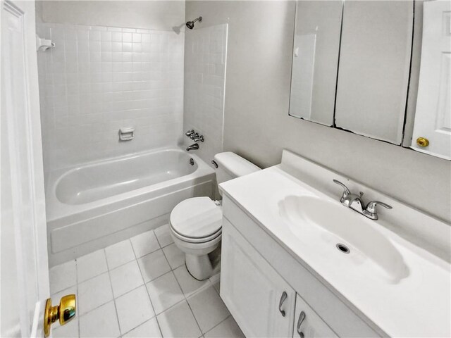 full bathroom with tile patterned flooring, vanity, toilet, and bathtub / shower combination