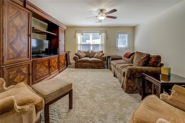 110 Baltusrol Way, Covington, GA 30014 - living area with carpet floors and a ceiling fan