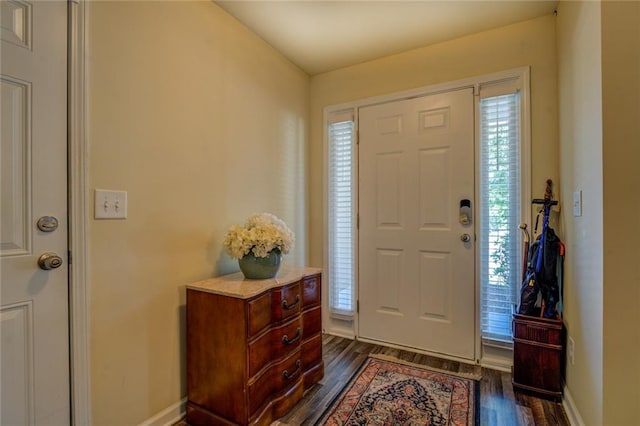 110 Baltusrol Way, Covington, GA 30014 - foyer entrance featuring dark wood-type flooring and baseboards