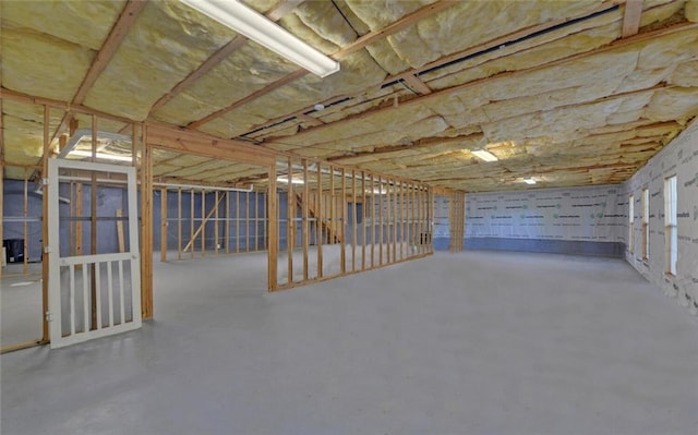 view of unfinished basement