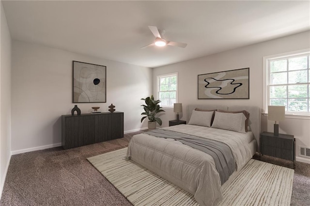 2146 Chevy Chase Ln, Decatur, GA 30032 - bedroom with carpet floors, multiple windows, baseboards, and ceiling fan