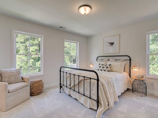 carpeted bedroom with multiple windows