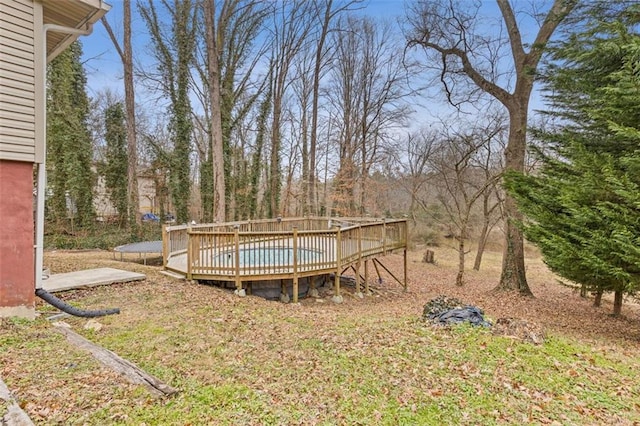 view of yard with a wooden deck