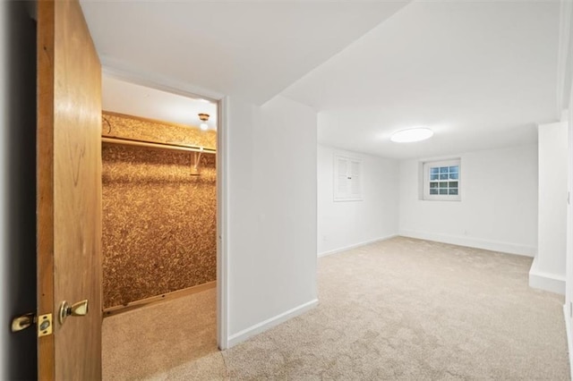 basement with light carpet