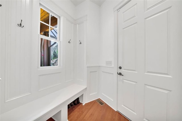 mudroom featuring light hardwood / wood-style floors