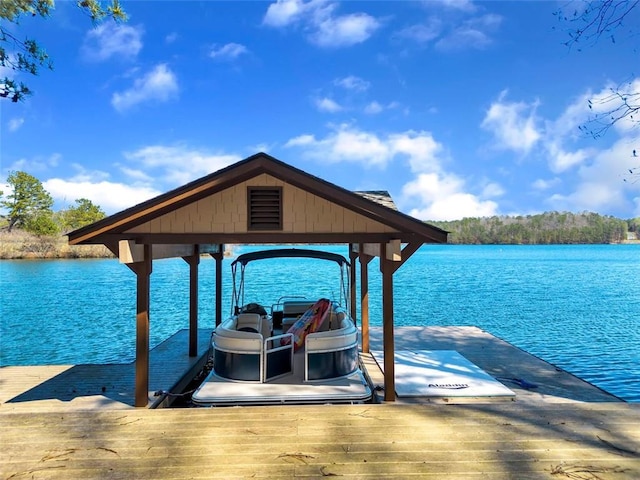 dock area featuring a water view