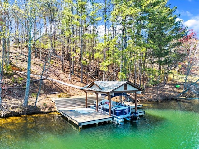 view of dock featuring a water view