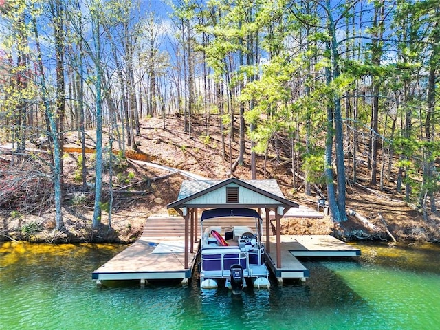 dock area with a water view