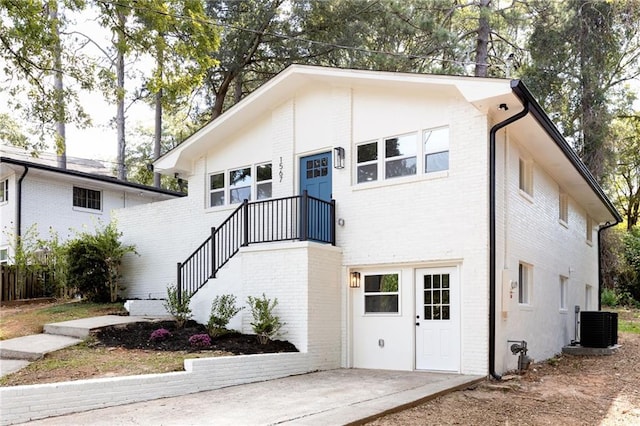 view of front of home with central AC unit