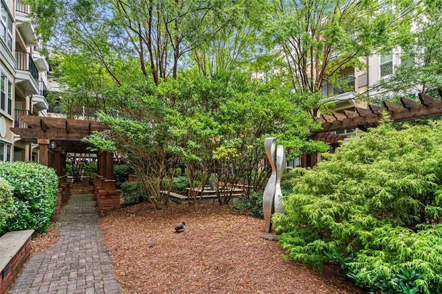 view of yard featuring a pergola