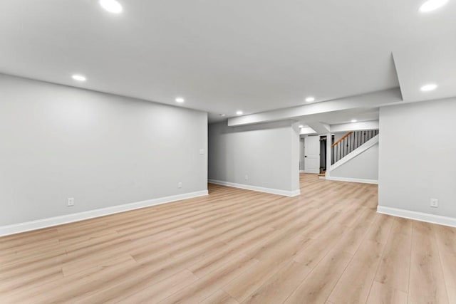 2128 Hosea L Williams Dr NE, Atlanta, GA 30317 - finished basement with recessed lighting, light wood-style floors, and stairway