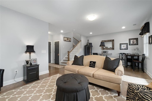 living room featuring hardwood / wood-style flooring