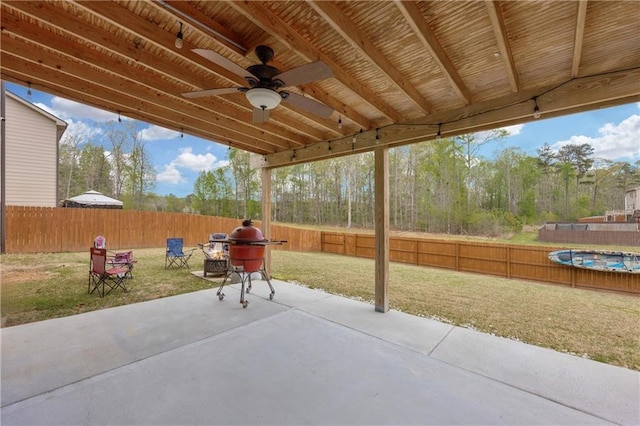 509 Azalea Bloom Dr, Loganville, GA 30052 - view of patio / terrace featuring ceiling fan and a fenced backyard