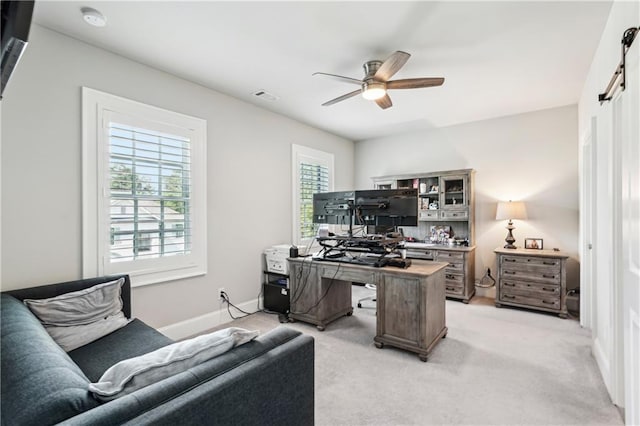 4025 Connolly Ct, Roswell, GA 30075 - office area with a ceiling fan, light colored carpet, and baseboards