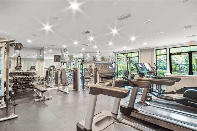 4244 River Green Dr NW Unit 111, Atlanta, GA 30327 - workout area featuring visible vents and recessed lighting