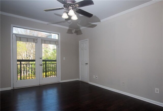4244 River Green Dr NW Unit 111, Atlanta, GA 30327 - unfurnished room with a ceiling fan, french doors, wood finished floors, baseboards, and ornamental molding