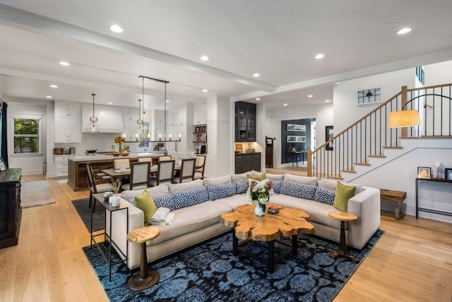 living room featuring light hardwood / wood-style flooring