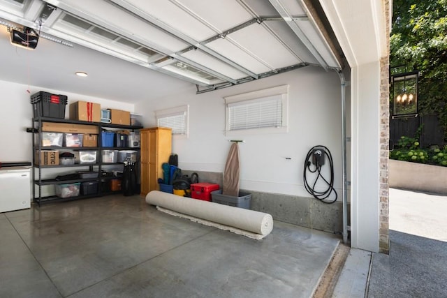 garage with a garage door opener