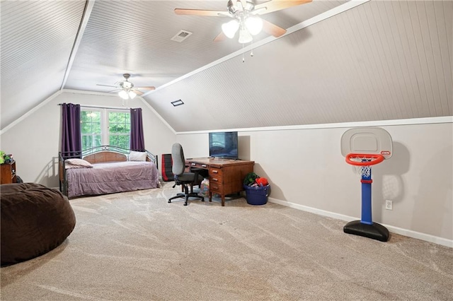 285 Aspen Way, Fayetteville, GA 30214 - carpeted bedroom featuring vaulted ceiling, a ceiling fan, and baseboards